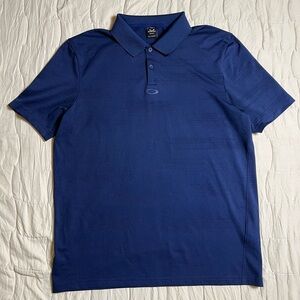Vintage OAKLEY Center Logo Y2K Navy Blue Polo Shirt Men’s Size Large Golf Rare